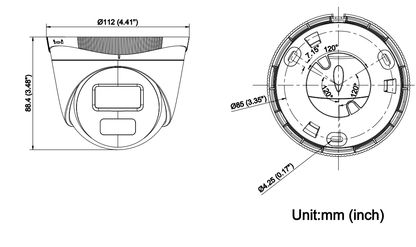 Hilook IP kaamera IPC-T241H-C f2.8mm 4MP kuppel valge